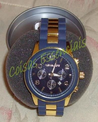 Relógio Réplica Michael Kors Azul e Dourado