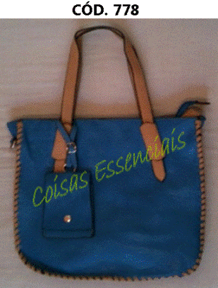 Bolsa Azul Costuras Bege