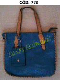 Bolsa Azul Costuras Bege